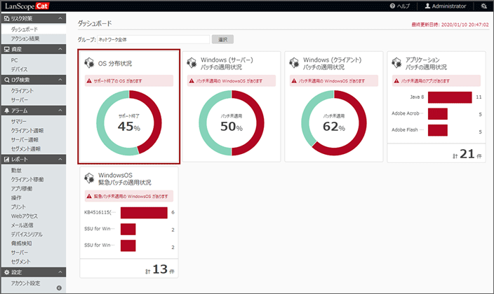「ダッシュボード」画面